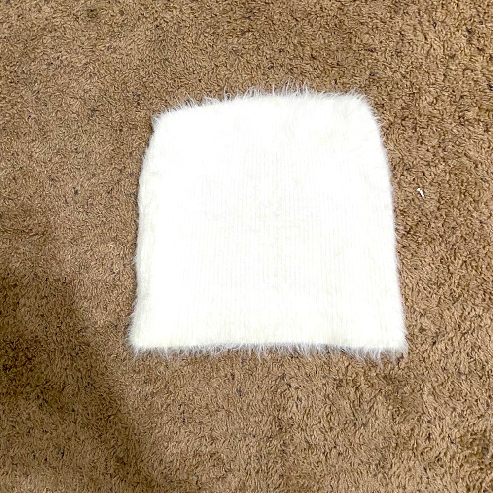 Fuzzy white tube top